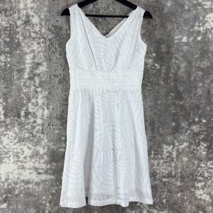 Amanda Lane Size 8 Abstract Sleeveless Knee Length A Line Dress White Lined Zip